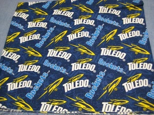 SYKEL UNIVERSITY OF TOLEDO ROCKETS LICENSED COTTON FABRIC, 1/2YD. 42" W  X 19" L - Picture 1 of 3