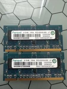 Ramaxel 1GB (2x512) Laptop Computer Memory 1RX8 DDR2 PC2-5300S-555 RAM - Picture 1 of 2