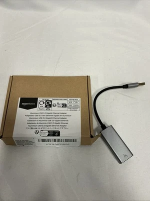 Amazon Basics Aluminum USB 3.0 Gigabit Ethernet Adapter, Gray Portable TESTED - Image 1 of 3