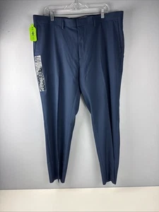 Haggar Dress Pants Men's 40 W X 30 L Blue Premium Flex Waistband Straight Fit  - Picture 1 of 8