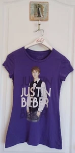 CAMISETA JUSTIN BIEBER PRE-AMADA TALLA PEQUEÑA MORADA 100% ALGODÓN  - Imagen 1 de 5