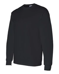 12 BLANK BLACK GILDAN Long Sleeve T-Shirts Heavyweight S M L XL 2XL 3XL BULK LOT - Picture 1 of 3