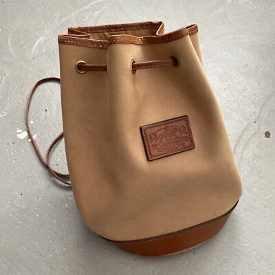 Bolso de Hombro Viaje Vintage Polo Ralph Lauren Safari Cuero Lona Cubo Foto 1 de 4