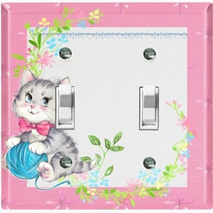 Metal Light Switch Cover Wall Plate For Bedroom Vintage Floral Cat Frame CAT003 - Imagen 1 de 26