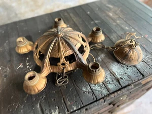Antique Lincoln Art Deco Cast Aluminum Ceiling Light Fixture CHANDELIER 5 Bulb - Picture 1 of 14