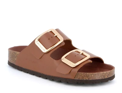 Sandali ciabatte Grunland ENNY CB3272 pelle marrone zeppa 3 cm - Immagine 1 di 4