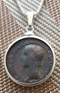 Roman Emperor Caligula Authentic Genuine Ancient Coin Silver Pendant Necklace - Picture 1 of 9