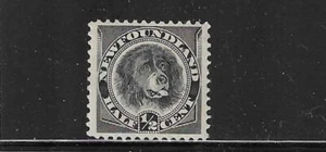 NEWFOUNDLAND SCOTT #58 1887-96 NEWFOUNDLAND DOG 1/2C (BLACK) - MINT HINGED - Picture 1 of 2