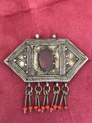 Pendant/Ciondolo/Pendentif, Antico Gioiello in argento,rame corniola e corallini - Immagine 1 di 4