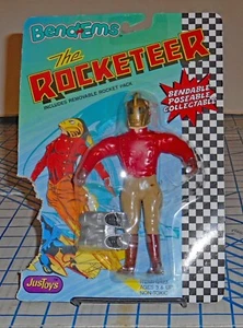 Figura de acción de Disney 1991 película The Rocketeer Justoys Bend-Em con paquete de cohetes sin usar - Imagen 1 de 3