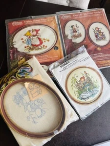 Paragon Hummel Embroidery Kit Lot (4) New Stitchery w/ Frame 0655 0571 0656 0464 - Picture 1 of 15
