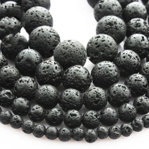 Natural Stone Black Brazil Agate Gemstone Beads For Jewelry Making 15" Matte - Picture 1 of 69