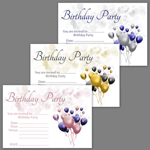 1-100 PACK BIRTHDAY PARTY INVITATIONS Rose Gold Silver Blue Invites Male Female - Picture 1 of 4