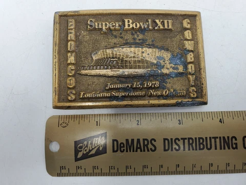 1978 Super Bowl XII Dallas Cowboys Denver Broncos Belt Buckle by PD Quedenfeld Cover