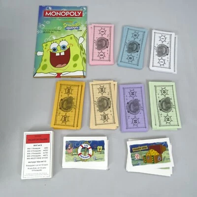 Monopoly SpongeBob Squarepants Edition 2005 Replacement Parts Cards And Money - Image 1 of 2