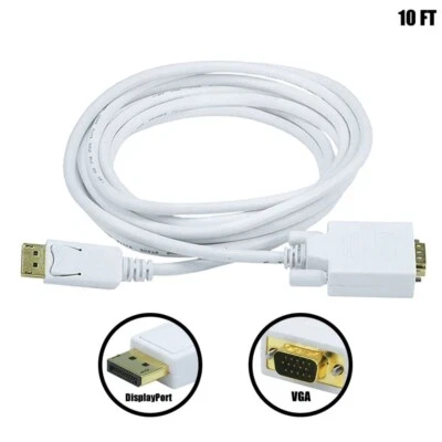 10FT DisplayPort Male to VGA Male Cable Mac Monitor w/ Gold Plated Connectors - Image 1 of 3