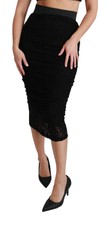 DOLCE & GABBANA Skirt Black Lace High Waist Pencil Cut Midi IT42/US8/M RRP $1200