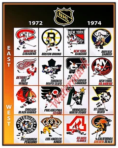 NHL 1972 Poster 16 Team Logo Print Color 8 X 10 Photo Picture - Picture 1 of 1