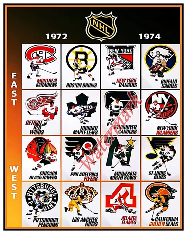 NHL 1972 Poster 16 Team Logo Print Color 8 X 10 Photo Picture Cover
