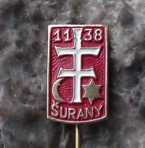 Antique Surany 1138 City Coat of Arms Heraldic Crest Slovakia Cross Pin Badge - Picture 1 of 2