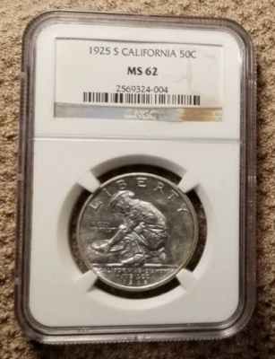 1925-S  CALIFORNIA NGC MS 62  DIAMOND JUBILEE SILVER HALF DOLLAR - Image 1 of 4