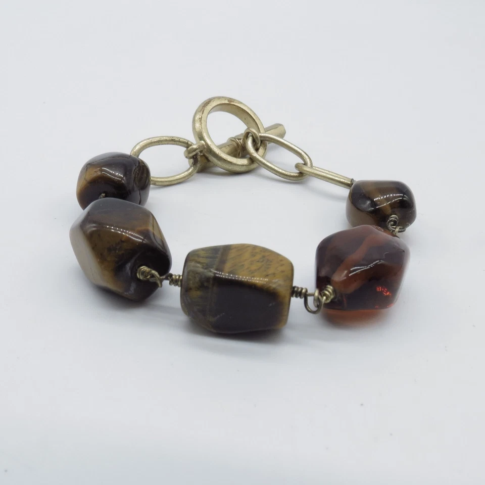 Pulsera boho con cuentas ojo de tigre Ellen Tracy 6,75" Foto 1 de 4