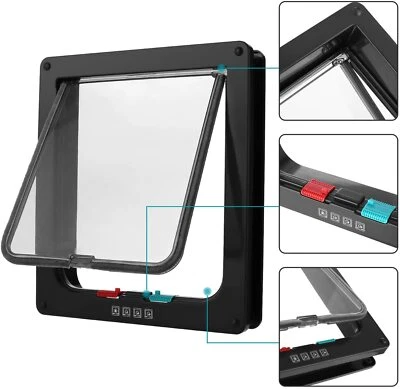 SAILNOVO Katzenklappe Magnet-Verschluss Katzentür 4 Wege weiss Haustierklappe Cat Door