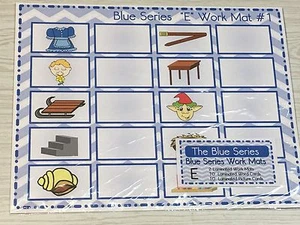 The Blue Series - Vowel E WorkMats (20 cards-2 Laminated WorkMats) Montessori - Picture 1 of 3