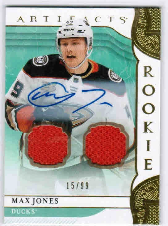 19/20 UD ARTIFACTS MAX JONES #164 ROOKIE RC DUAL JERSEY AUTO /99 ANAHEIM DUCKS - Image 1 of 1