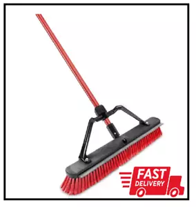 24 In. Heavy-Duty Multi-Surface Squeegee Push Broom with Brace and Steel Handle - Picture 1 of 2