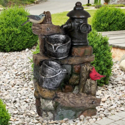 Außen Bereich Stand Spring Brunnen Wasserspiel Terrassen Stein Optik Eimer Pumpe - Bild 1 von 4