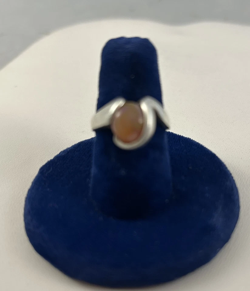 Anel de prata esterlina 925 opala fogo laranja tamanho 6 - Imagem 1 de 4