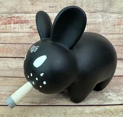 Rare Kidrobot Bounty Hunter BxH Smorkin' Labbit Frank Kozik Black Rabbit 2002 - Image 1 of 4
