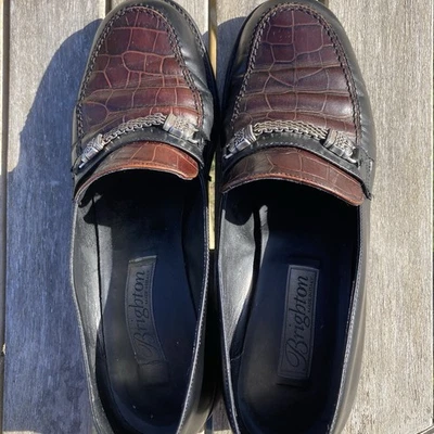 Mocasines Brighton Dawn Hechos en ITALIA Marrón Espalda 10 Gator Suela de Cuero Repujado Foto 1 de 4