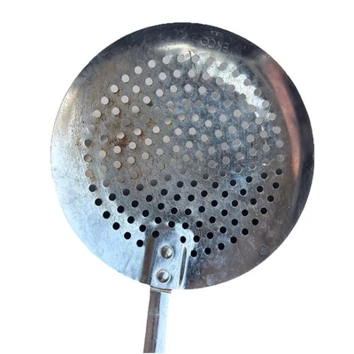 EKCO Skimmer Strainer Spoon USA Vintage Kitchen Utensil 12.5" Black Handle  - Image 1 of 4
