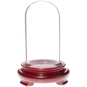 Plymor 2" x 4" Mini Glass Display Dome Cloche (Red Wood Veneer Footed Base) - Picture 1 of 1
