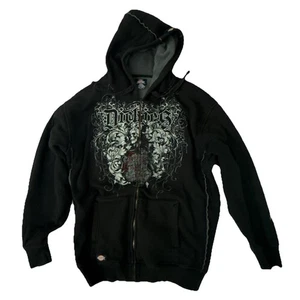 Dickies Hoodie Full Zip Jacket Mens Size 2XL XXL Black Skater Fleece Lined Y2K - Picture 1 of 8