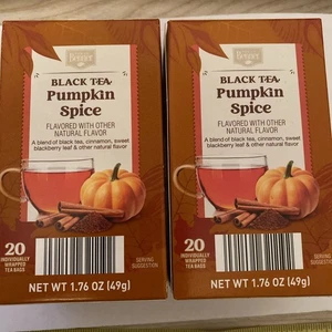 2 Boxes Benner Aldi Black Tea Pumpkin Spice 20 Tea Bags Each Sealed - Picture 1 of 4