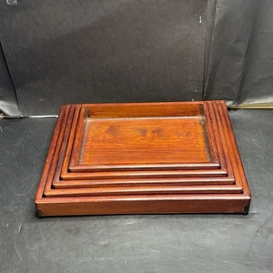 Antique 5 pcs Japanese Wooden Trays - Picture 1 of 24