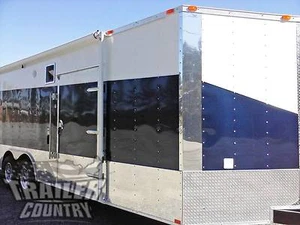 NEW 2025 8.5 X 24 V-NOSE ENCLOSED CARGO CAR HAULER TRAILER LOADED RACE PACKAGE 3 - Picture 1 of 12