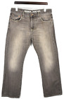 GANT Rugger Jeans Herren W35/L30 gerade Passform Schnurrhaare Fade-Effekt Reißverschluss fliegengrau
