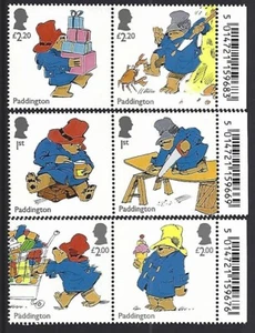 GREAT BRITAIN 2023 PADDINGTON BEAR SET OF 6 MARGINAL PAIRS - Picture 1 of 1