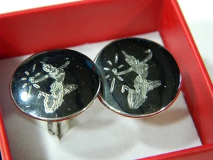 Boutons de manchette ARGENT MASSIF Niellé Fab. SIAM (Thaïlande) Danseuses SUP - Imagen 1 de 9