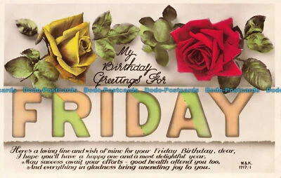 R640693 My Birthday Greetings for Friday. Wildt and Kray. RP - Image 1 of 2