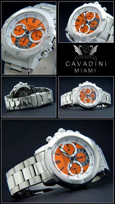 CAVADINI Herrenuhr Chronograph orange-silber CV-1611 Edelstahl 10Bar Designeruhr - Bild 1 von 2