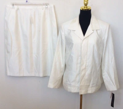 New JOHN MEYER  Women's  Cream 100% PE Open Front 2Pc Skirt Suit Size 16W - Image 1 of 4