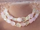 Pink & Yellow Quartz Chunky Statement Necklace Rough Nugget Beaded Jewelry USA