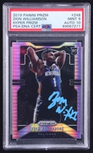 2019 Prizm Hyper ZION WILLIAMSON Signed On Card Auto PSA 9 Auto 10 Rookie RC 248 - Picture 1 of 2
