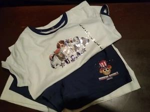 Patriotic USA cat dog monkey Red White And Blue 3 pc Short Set Youth Large Girls - Picture 1 of 6