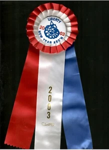 2003 LIBERTY CLOWNS pin with ribbons N. Y. Day Philadelphia Mummers Parade - Bild 1 von 1